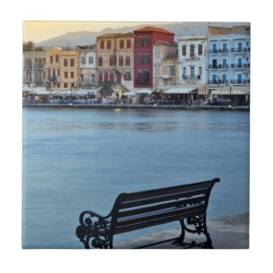 Azulejo De Cerámica Chania al anochecer, Chania, Creta, Grecia