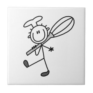 Azulejo De Cerámica Chef de Palitos con Batidor