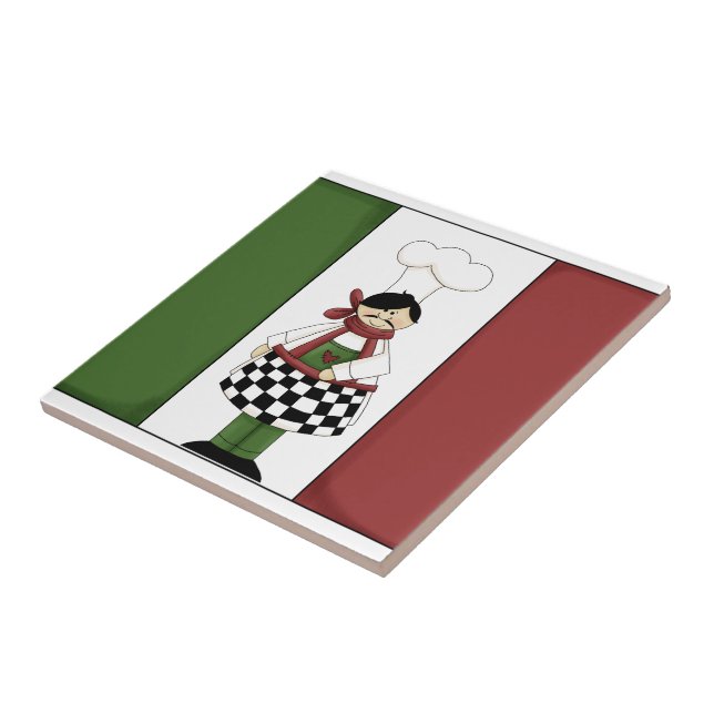 Azulejo De Cerámica Chef italiano nº 8 con bandera Tile (Lado)