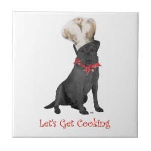 Azulejo De Cerámica Chef Labrador Retriever Negro