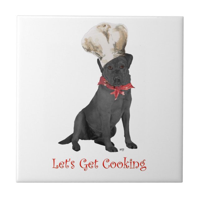 Azulejo De Cerámica Chef Labrador Retriever Negro (Frente)