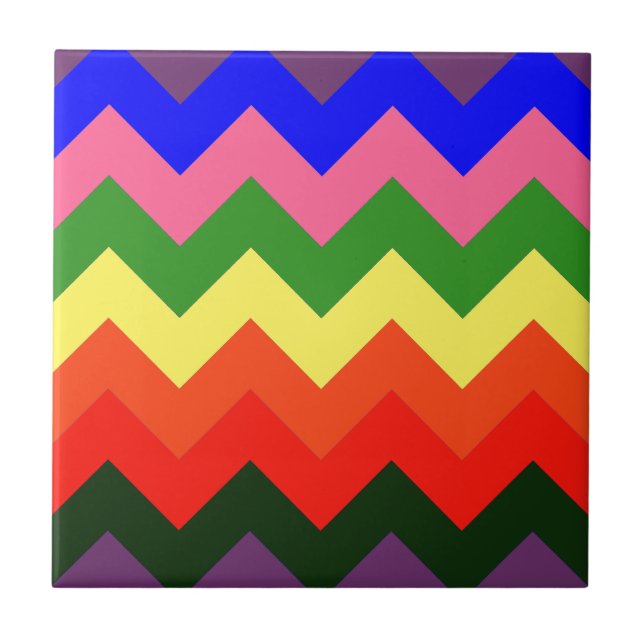 Azulejo De Cerámica chevron arcoiris (Frente)