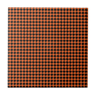 Azulejo De Cerámica Chevron Checks Naranja y negro