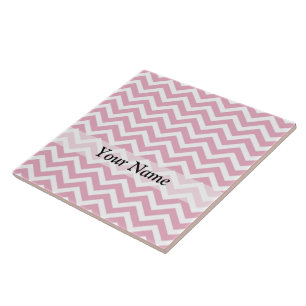 Azulejo De Cerámica Chevron rosa y blanco
