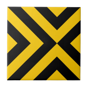Azulejo De Cerámica Chevrons amarillo y negro