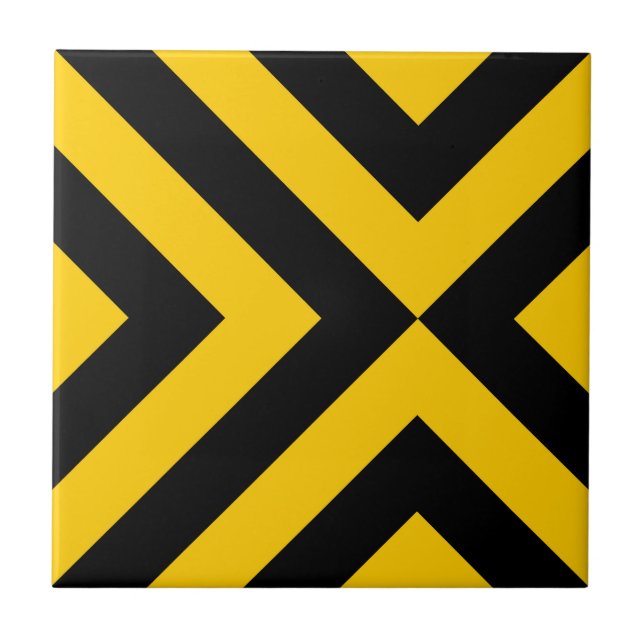 Azulejo De Cerámica Chevrons amarillo y negro (Frente)