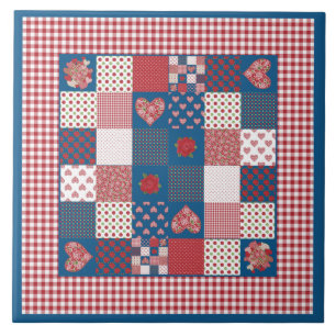 Azulejo de cerámica chic: falso patchwork y gingha