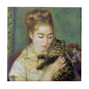 Azulejo De Cerámica Chica con gato de Renoir