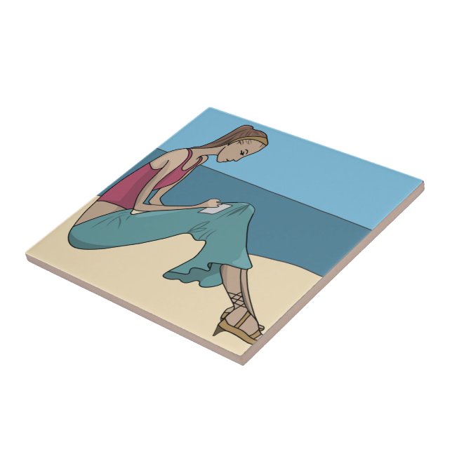 AZULEJO DE CERÁMICA CHICA EN LA PLAYA (Lado)