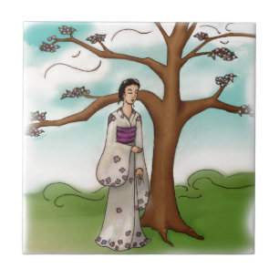 Azulejo De Cerámica Chica Kimono