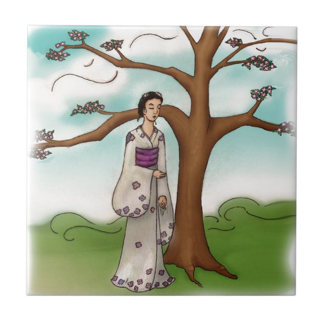 Azulejo De Cerámica Chica Kimono (Frente)