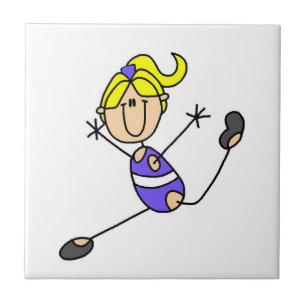 Azulejo De Cerámica Chica Rubia Gimnasta