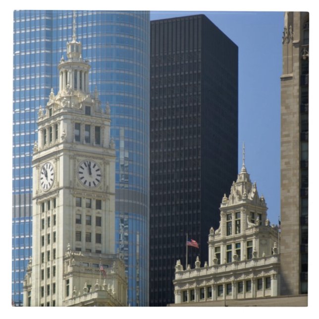 Azulejo De Cerámica Chicago, Edificio Wrigley con Trump Hotel & (Frente)