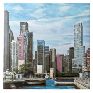 Azulejo De Cerámica Chicago IL - Cerradura del Puerto de Chicago