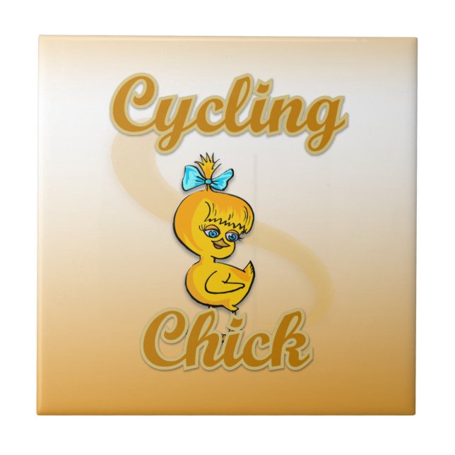 Azulejo De Cerámica Chick ciclista (Frente)