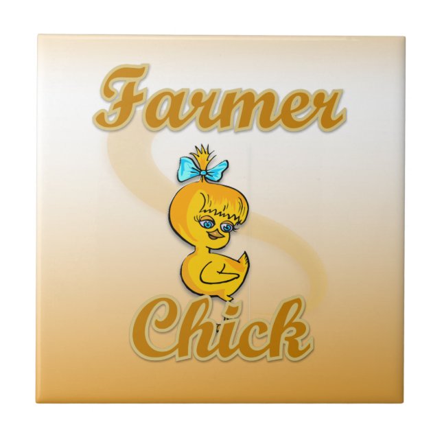 Azulejo De Cerámica Chick de granjero (Frente)