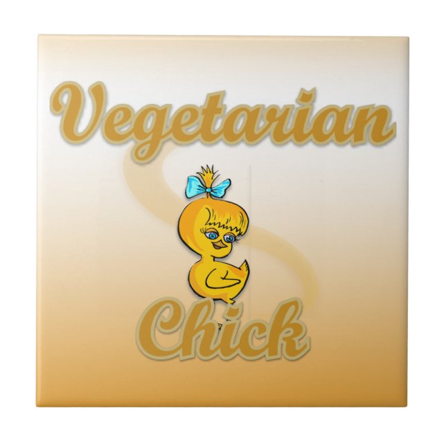 Azulejo De Cerámica Chick vegetariano (Frente)