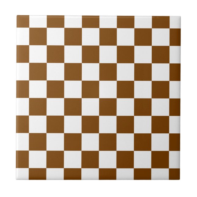 Azulejo De Cerámica Chocolate Brown Checks (Frente)