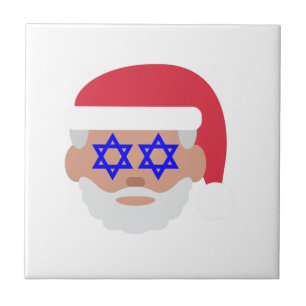 Azulejo De Cerámica christmukkah santa claus emoji