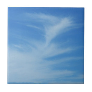 Azulejo De Cerámica Cielo azul con nubes blancas Foto abstracta de la