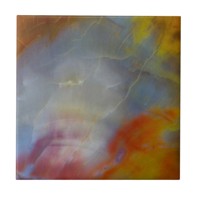 Azulejo De Cerámica Cierre de la madera petrificada abstracta (Frente)