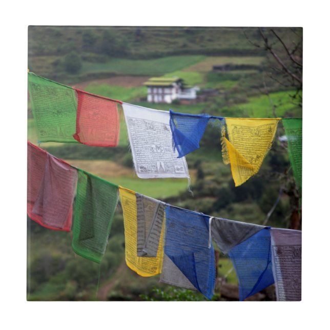 Azulejo De Cerámica Cierre De Las Banderas De Oración (Frente)