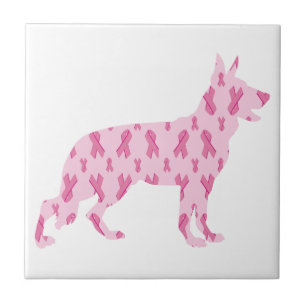Azulejo De Cerámica Cintas de cáncer rosado de pastor alemanas