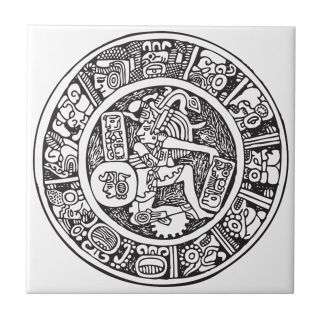 Azulejo De Cerámica Círculo maya, jeroglífico mexicano (maya) (Frente)