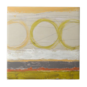 Azulejo De Cerámica Círculos amarillos y Naranjas en fondo multicolor