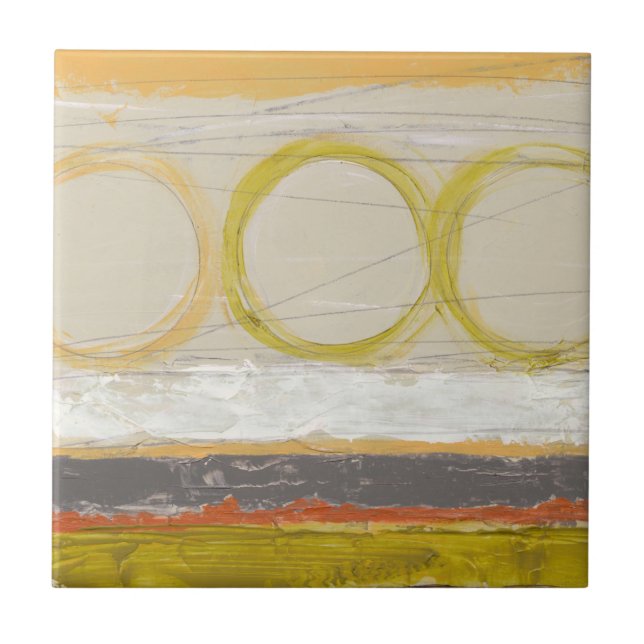 Azulejo De Cerámica Círculos amarillos y Naranjas sobre fondo multicol (Frente)