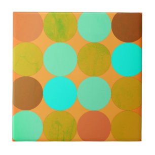 Azulejo De Cerámica Círculos Azul Turquesa Verde y Naranja