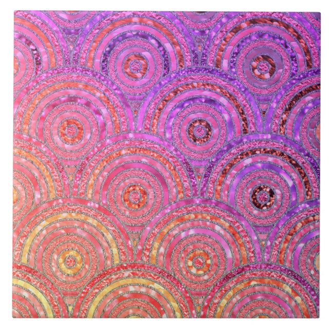 Azulejo De Cerámica Círculos de Relieve metalizado Metalizado de lujo  (Frente)