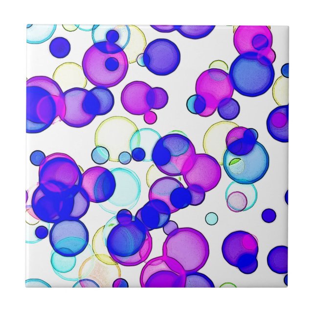 Azulejo De Cerámica Círculos luminosos Puntos de acuarela (Frente)