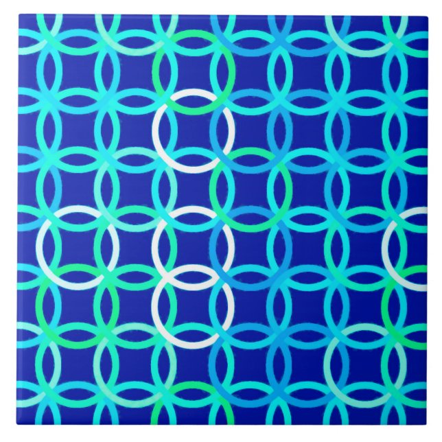 Azulejo De Cerámica Circulos modernos de mediados del siglo XX, cobalt (Frente)