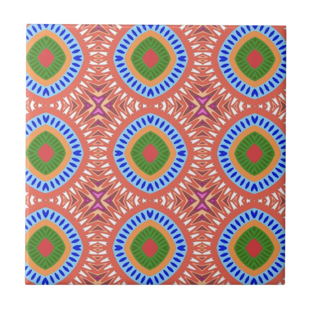 Azulejo De Cerámica Círculos tribales (Frente)