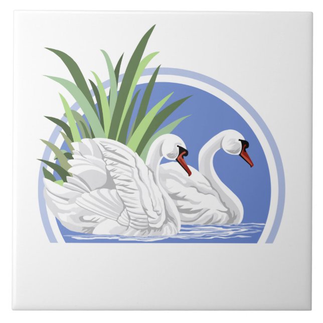 Azulejo De Cerámica Cisnes de trompetista (Frente)