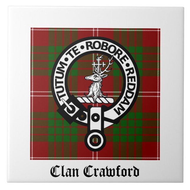 Azulejo De Cerámica Clan Crawford Escudo Tartan (Frente)
