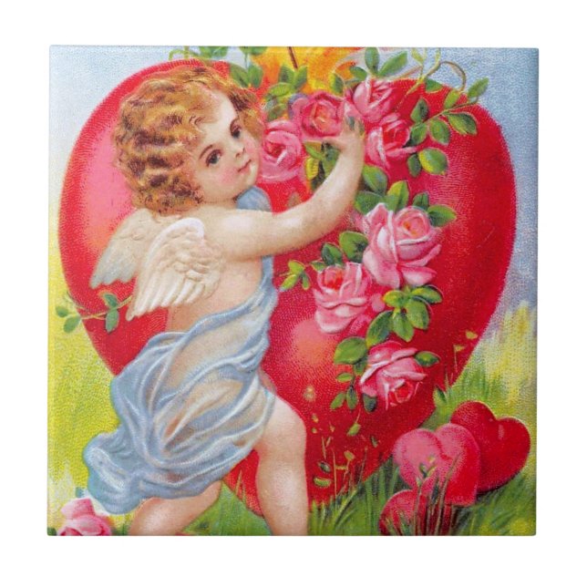 Azulejo De Cerámica Clapsaddle: Querube del amor (Frente)