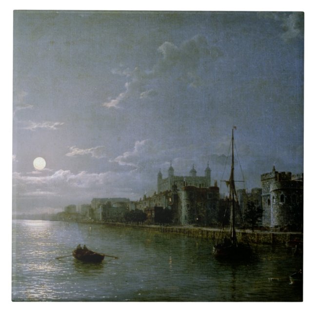 Azulejo De Cerámica Claro de luna en el Thames (Frente)