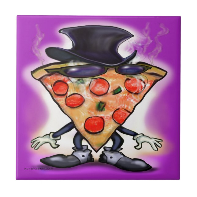 Azulejo De Cerámica Clásica Pizza (Frente)