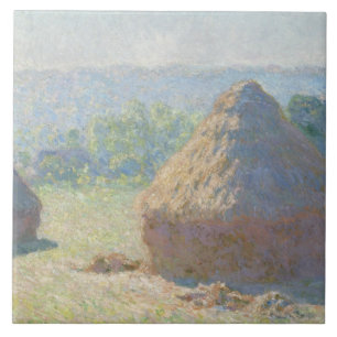 Azulejo De Cerámica Claude Monet - Haystacks, finales del verano