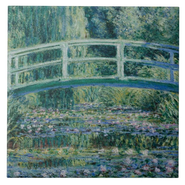 Azulejo De Cerámica Claude Monet - lirios de agua y puente japonés (Frente)