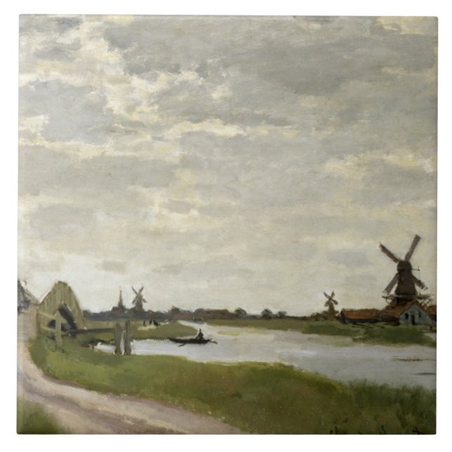 Azulejo De Cerámica Claude Monet - Molinos de viento cerca de Zaandam (Frente)
