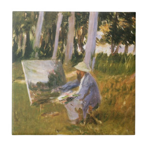Azulejo De Cerámica Claude Monet Pintando, Borde de un Bosque por Sarg