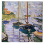 Azulejo De Cerámica Claude Monet - veleros en el Sena<br><div class="desc">Veleros en el Sena en pequeno - Gennevilliers de Claude Monet,  1874. Aceite en lona.</div>