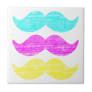 Azulejo De Cerámica CMY Mustaches (estilo letterpress)