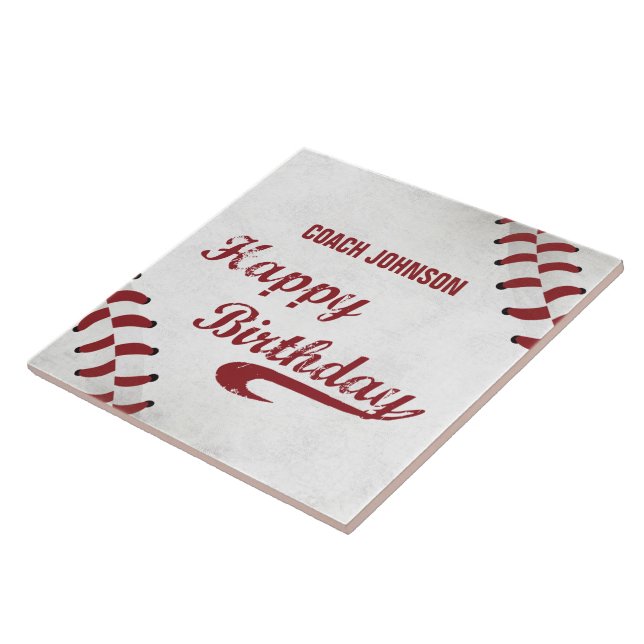 Azulejo De Cerámica Coach Happy Birday Large Grunge Baseball, Sport (Lado)