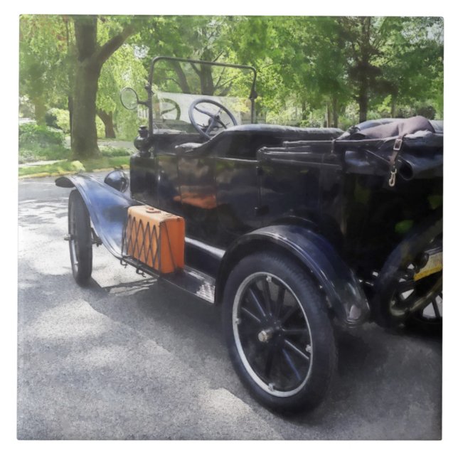 Azulejo De Cerámica Coche Antiguo De Moda Con Bandeja Portátil" (Frente)