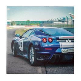 Azulejo De Cerámica Coche de carreras azul