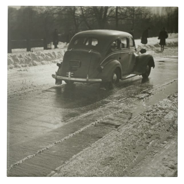 Azulejo De Cerámica Coche en el camino (Frente)